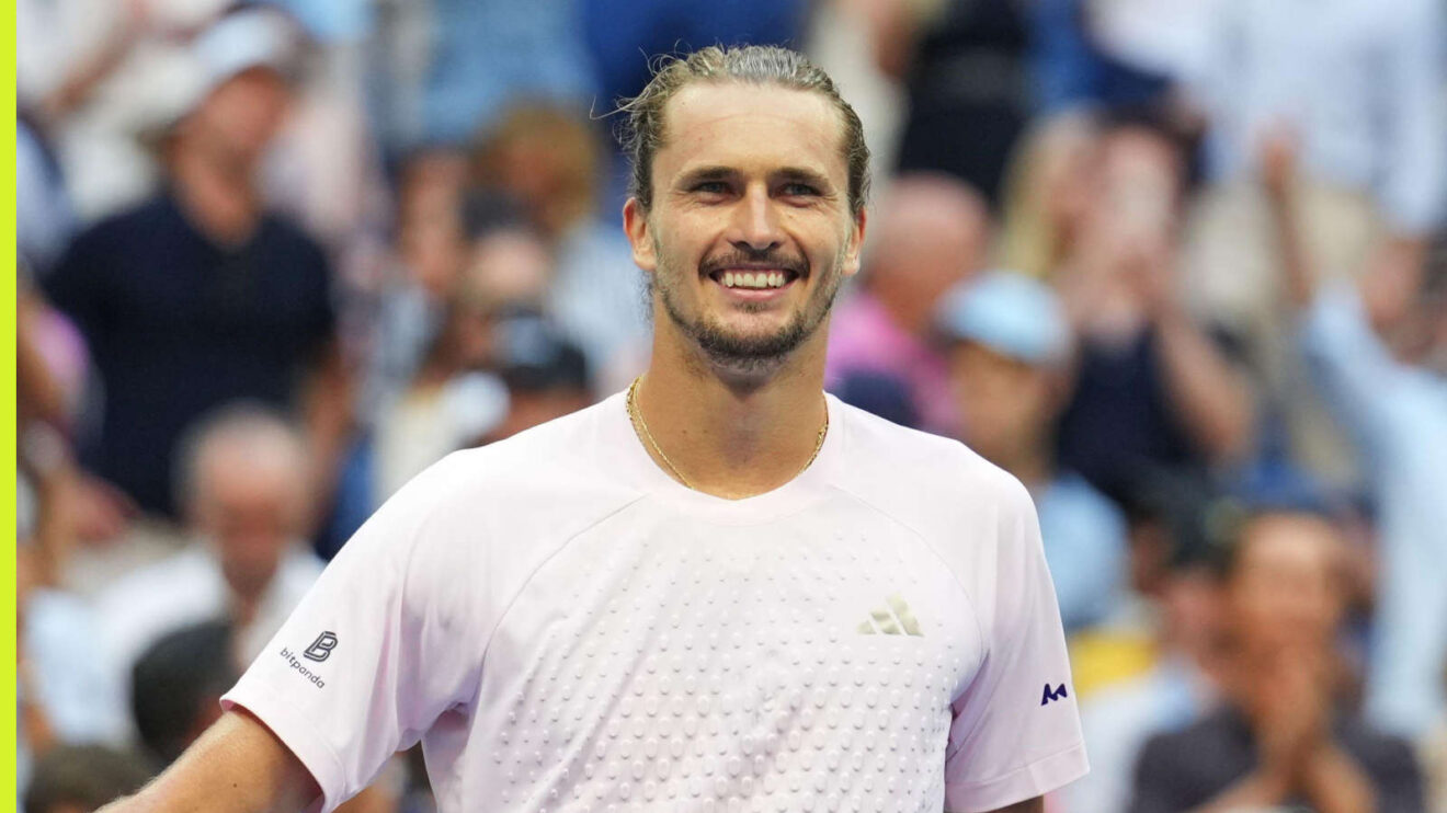 Pictured: Alexander Zverev reacts after winning