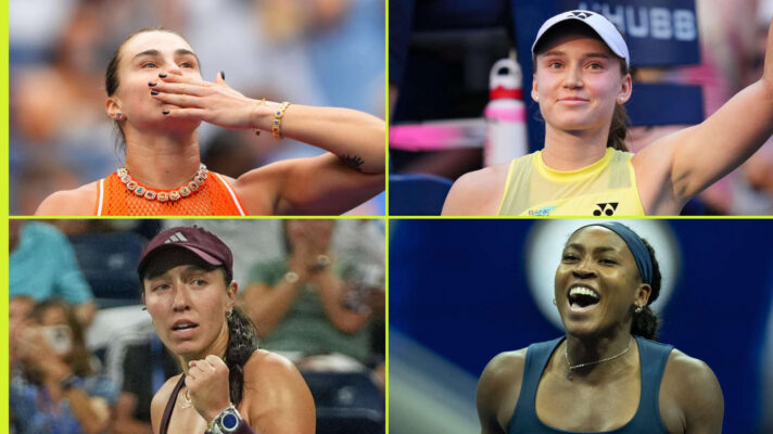 Pictured: Aryna Sabalenka, Elena Rybakina, Jessica Pegula and Coco Gauff