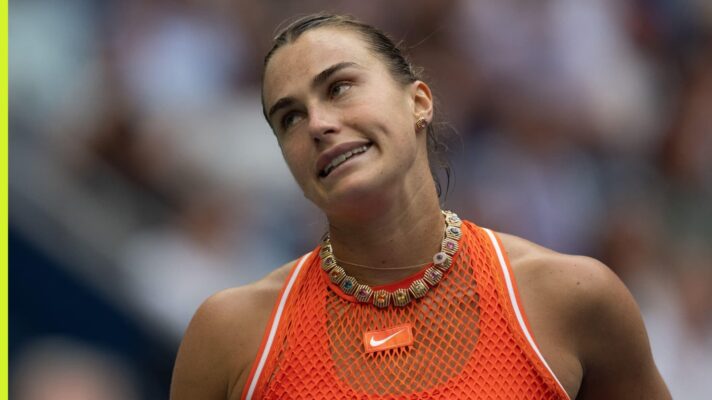 Aryna Sabalenka reacts at the US Open