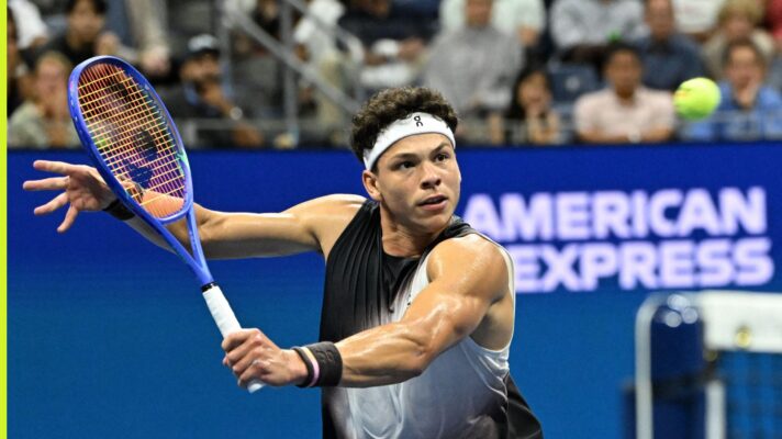 Ben Shelton at the 2026 US Open against Carlos Alcaraz.