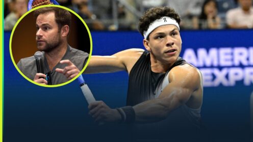 Ben Shelton during his match with Carlos Alcaraz at the 2026 US Open.