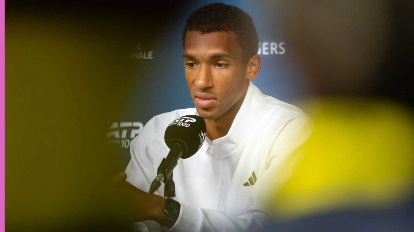 Pictured: Felix Auger-Aliassime during a press conference