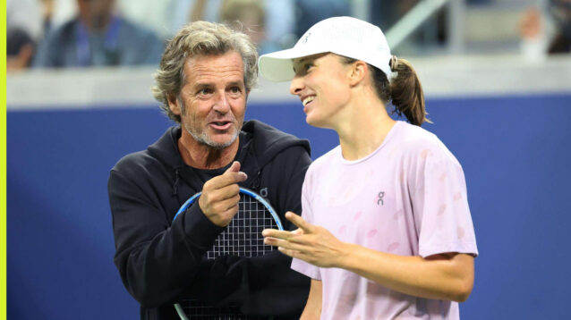 Pictured: Francisco Roig and Iga Swiatek joking