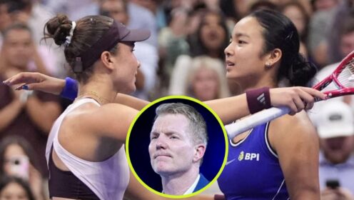 Iva Jovic, Alex Eala and Jim Courier