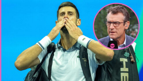Pictured: Novak Djokovic with inset of Mats Wilander