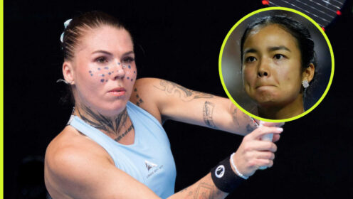 Pictured: Oleksandra Oliynykova with inset of Alex Eala