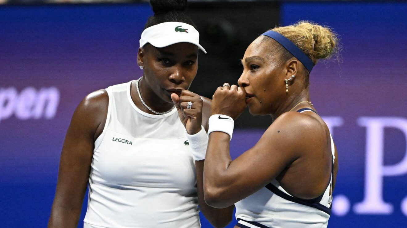 Serena Williams and Venus Williams in their first round match at the 2026 US Open.