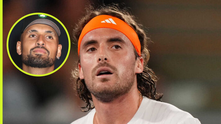 Pictured: Stefanos Tsitsipas with Nick Kyrgios inset