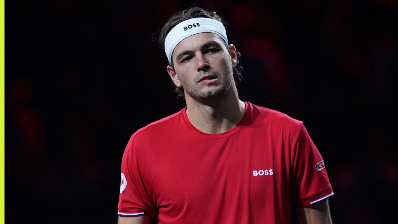 Taylor Fritz during his 2026 Laver Cup match against Carlos Alcaraz.