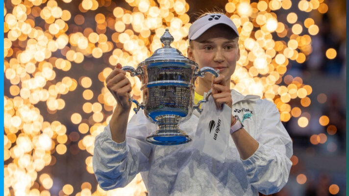Pictured: US Open champion Elena Rybakina with her trophy