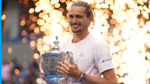 Alexander Zverev with the US Open trophy