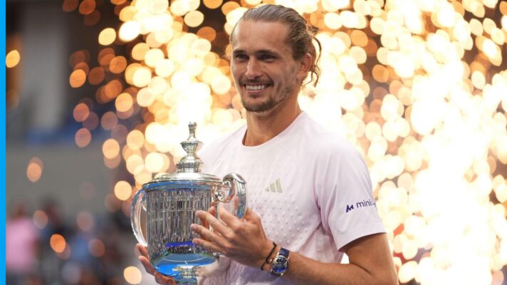Alexander Zverev with the US Open trophy