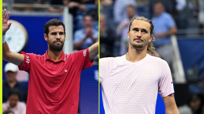 Side by side of Karen Khachanov (L) and Alexander Zverev (R)