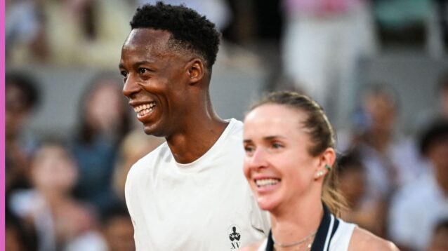 Pictured: Gael Monfils and Elina Svitolina play doubles together