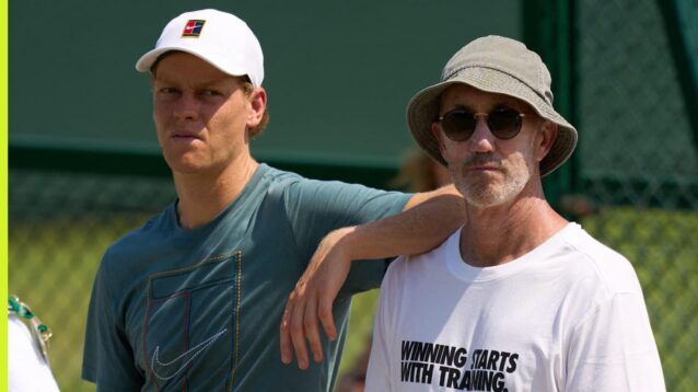 Pictured: Jannik Sinner and his coach Darren Cahill