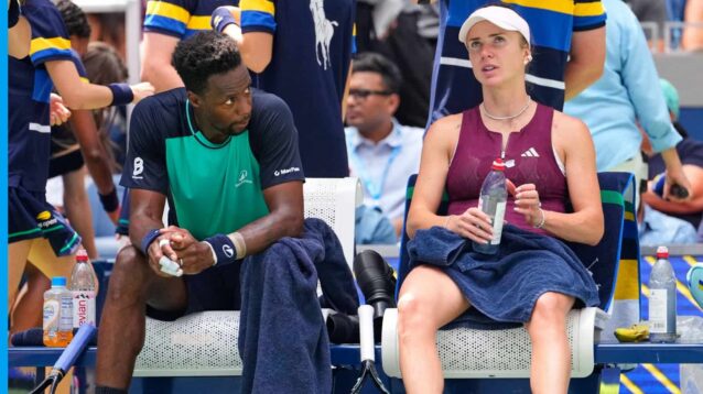 Pictured: Gael Monfils and Elina Svitolina at the changeover