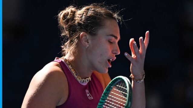 Pictured: Aryna Sabalenka loses her temper