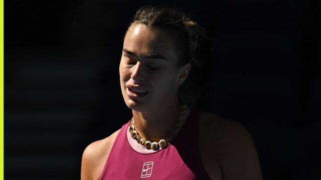 Pictured: A dejected-looking Aryna Sabalenka
