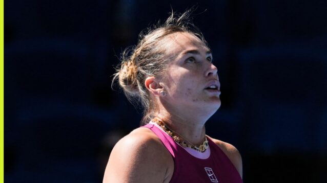 Pictured: Aryna Sabalenka tries to keep a lid on her temper at the Beijing Open