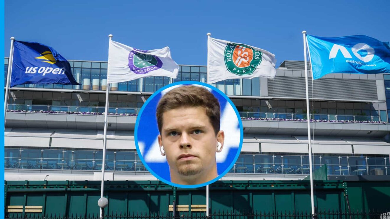 Pictured: The four Grand Slams and Alexander Blockx (inset)