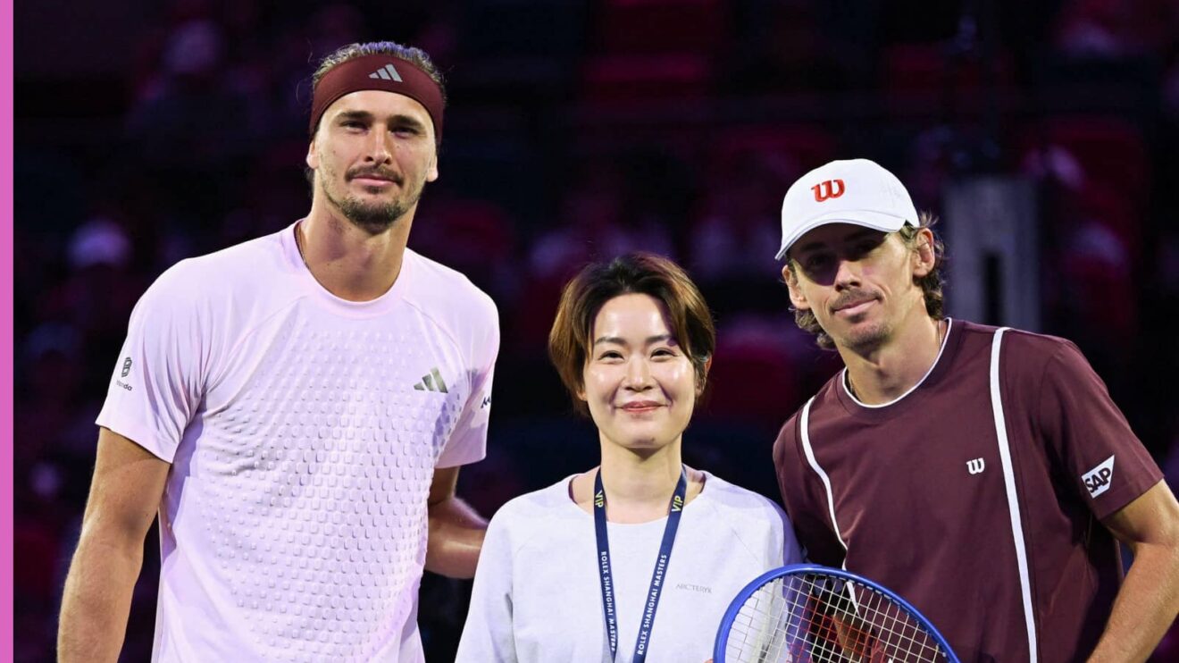 Pictured: Alexander Zverev with Alex De Minaur before their Shanghai Open clash