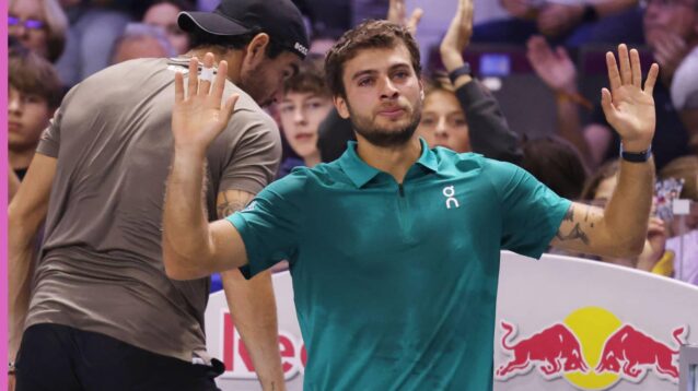 Pictured: A tearful Flavio Cobolli retires hurt from the Vienna Open