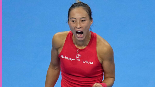 Pictured: A delighted Zheng Qinwen