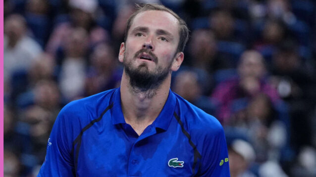 Pictured: A disappointed Daniil Medvedev