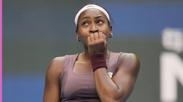 Pictured: A frustrated Coco Gauff