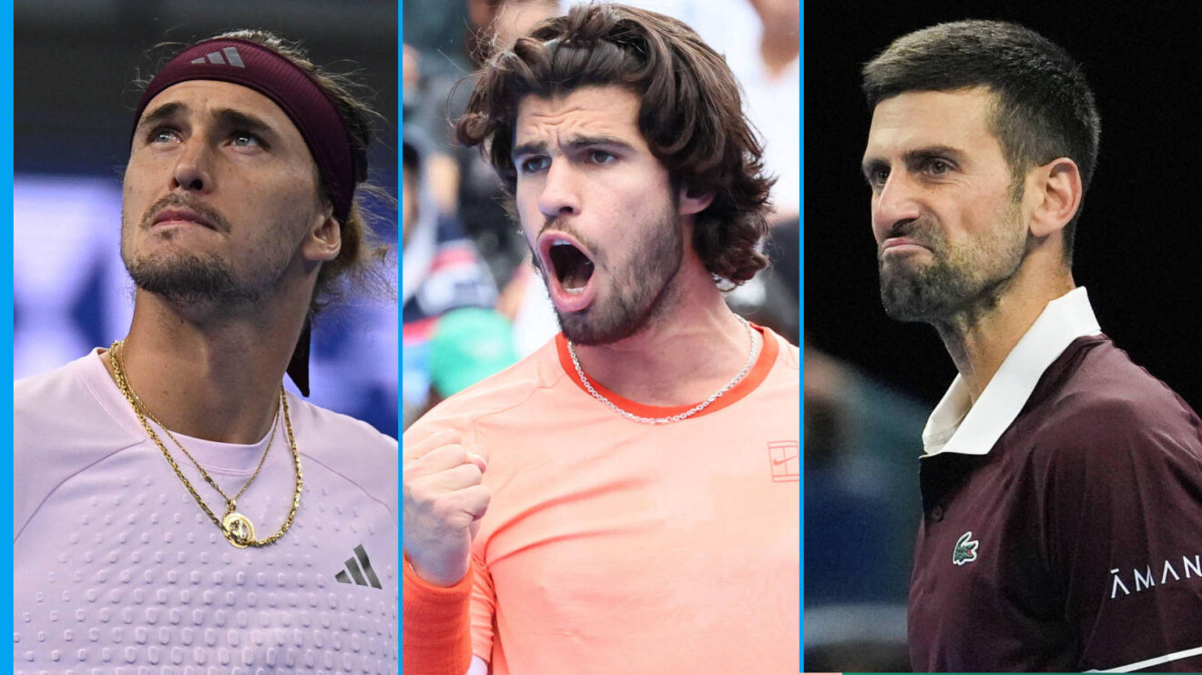 Pictured: Alexander Zverev, Carlos Alcaraz and Novak Djokovic