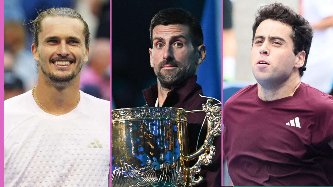 Pictured: Alexander Zverev, Novak Djokovic and Jaume Munar