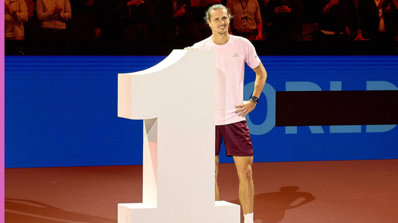 Pictured: Alexander Zverev with world No 1 sign