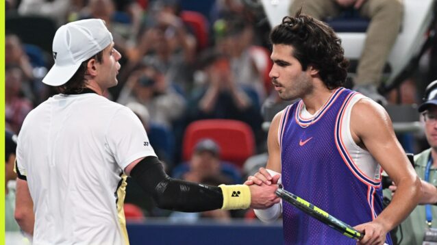 Carlos Alcaraz and Zizou Bergs shaking hands at the 2026 Shanghai Masters.
