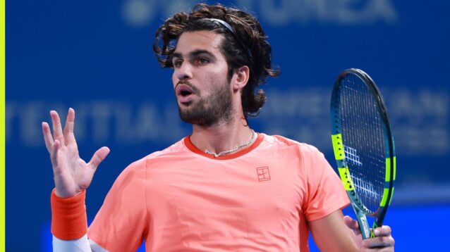 Carlos Alcaraz against Alex Michelsen in the first round of the 2026 Japan Open.
