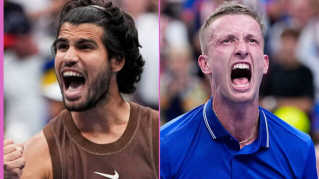 Pictured: Carlos Alcaraz and Jiri Lehecka