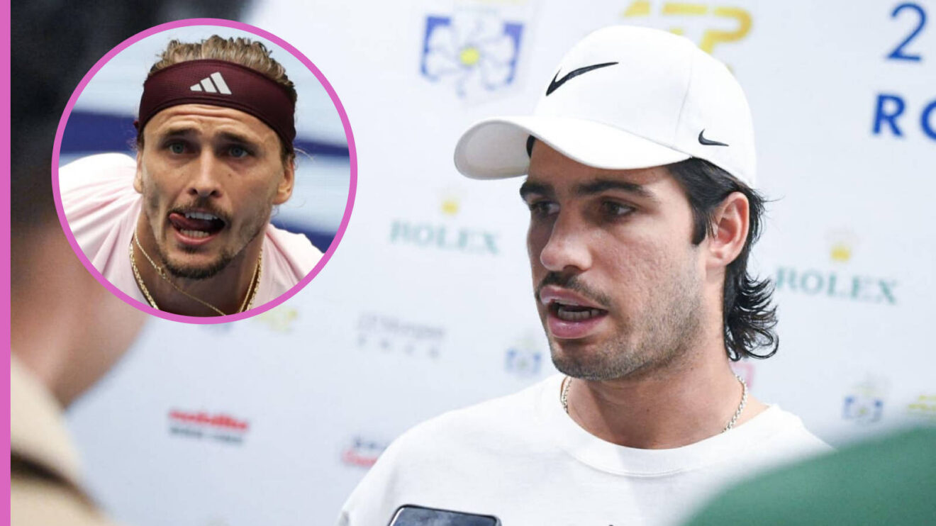 Pictured: Carlos Alcaraz with inset of Alexander Zverev