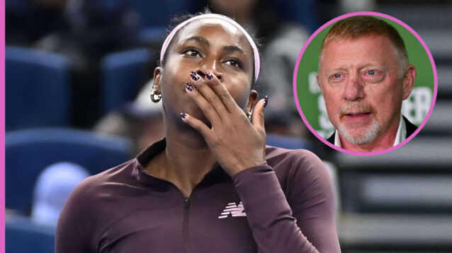 Pictured: Coco Gauff with inset of Boris Becker
