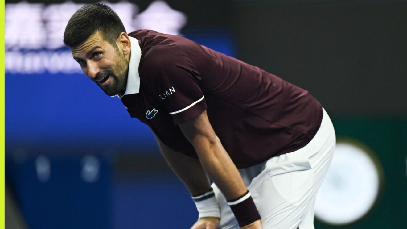 Novak Djokovic reacts