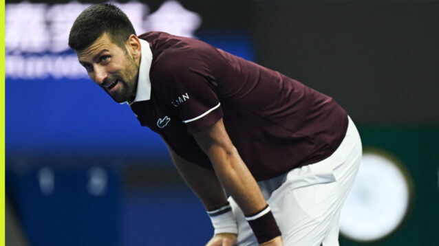 Novak Djokovic reacts