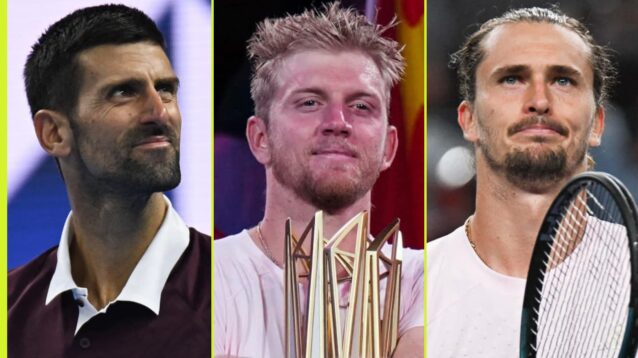 Novak Djokovic, Alejandro Davidovich Fokina and Alexander Zverev