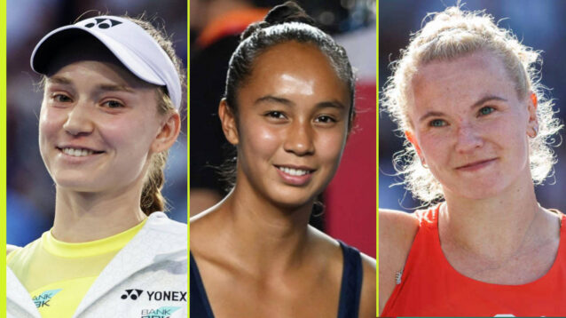 Pictured: Elena Rybakina, Leylah Fernandez and Katerina Siniakova