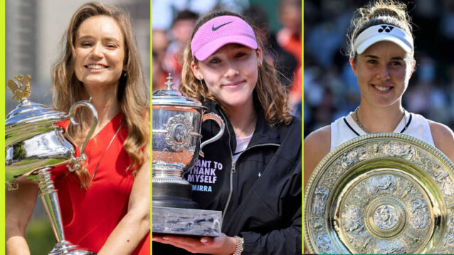 Pictured: Elena Rybakina, Mirra Andreeva and Linda Noskova