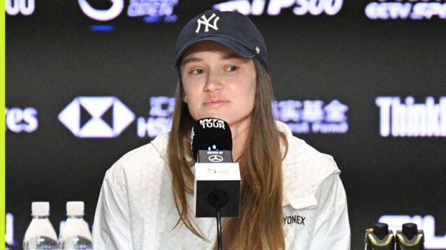 Pictured: Elena Rybakina attends a WTA Tour press conference