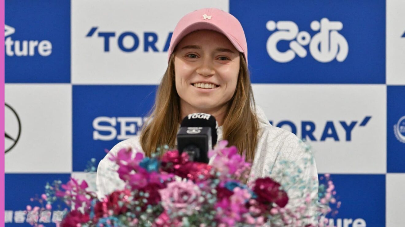 Elena Rybakina speaks at a press conference