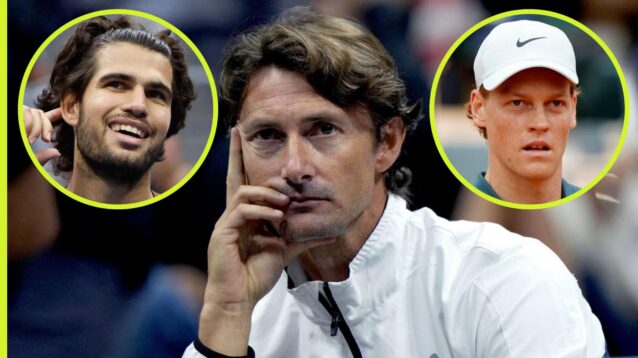 Juan Carlos Ferrero, Carlos Alcaraz and Jannik Sinner