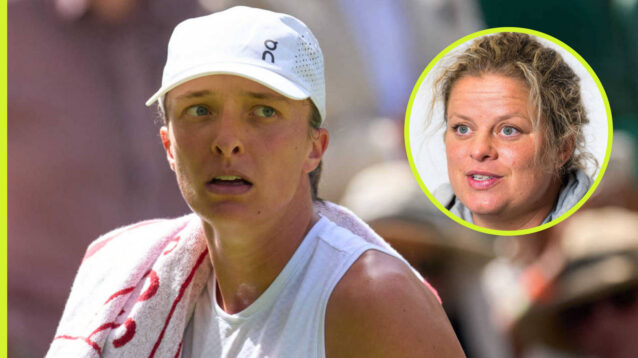 Pictured: Iga Swiatek with inset of Kim Clijsters