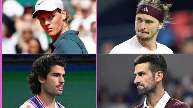 Pictured: Jannik Sinner, Alexander Zverev, Carlos Alcaraz and Novak Djokovic