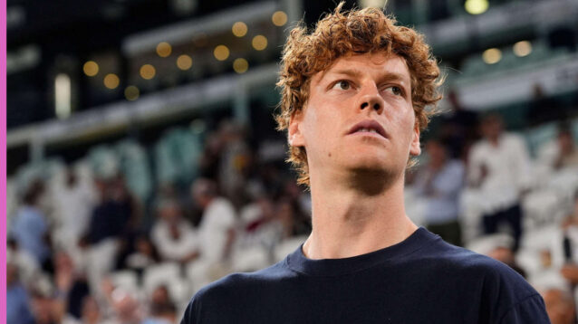 Pictured: Jannik Sinner attends a football match