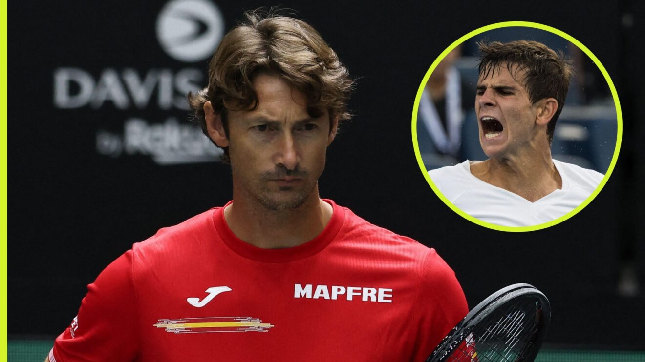 Juan Carlos Ferrero with an inset of Rafael Jodar.