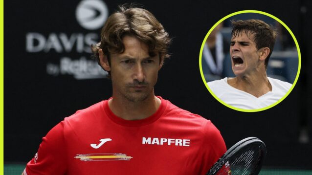 Juan Carlos Ferrero with an inset of Rafael Jodar.